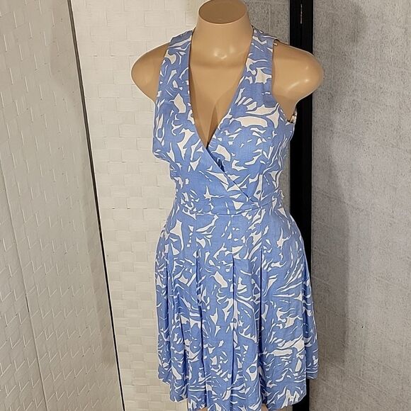 RALPH LAUREN PLEATED WRAP V-NECK SLEEVELESS HIDDEN SIDE ZIPPER DRESS - Picture 11 of 12